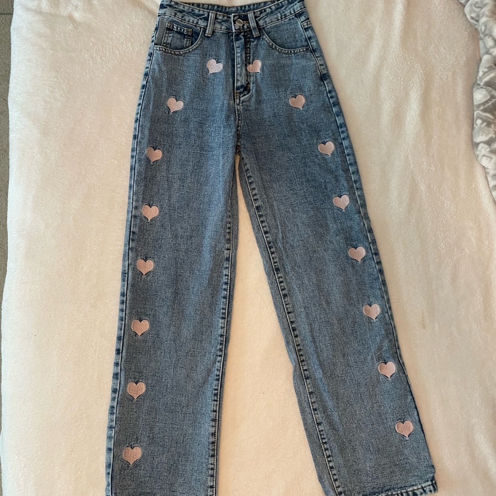 Heart design high wastes jeans